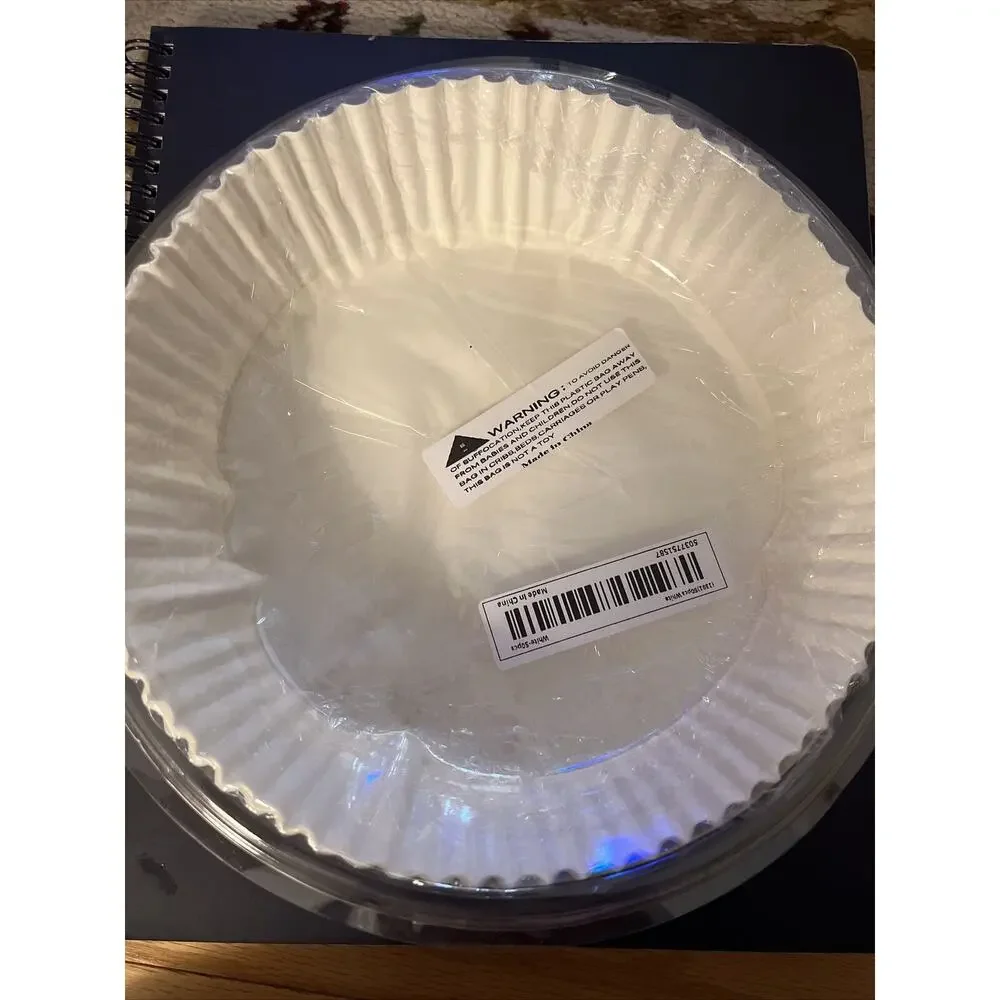 Package Of 50 8 Inch White Round Air Fryer Liners